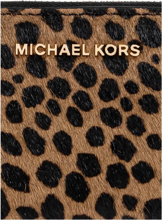 Michael Kors pony hair leren portemonnee Jet Set met panterprint bruin - Foto 3