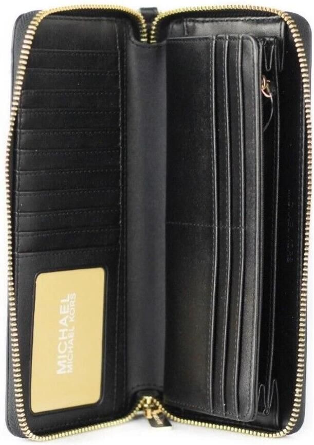 Michael Kors Stijlvolle zwarte pebble lederen pols portemonnee Black Dames