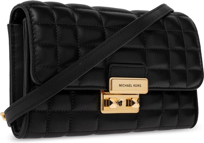 Michael Kors Zwarte Leren Schoudertas Flap Sluiting Black Dames - Foto 6