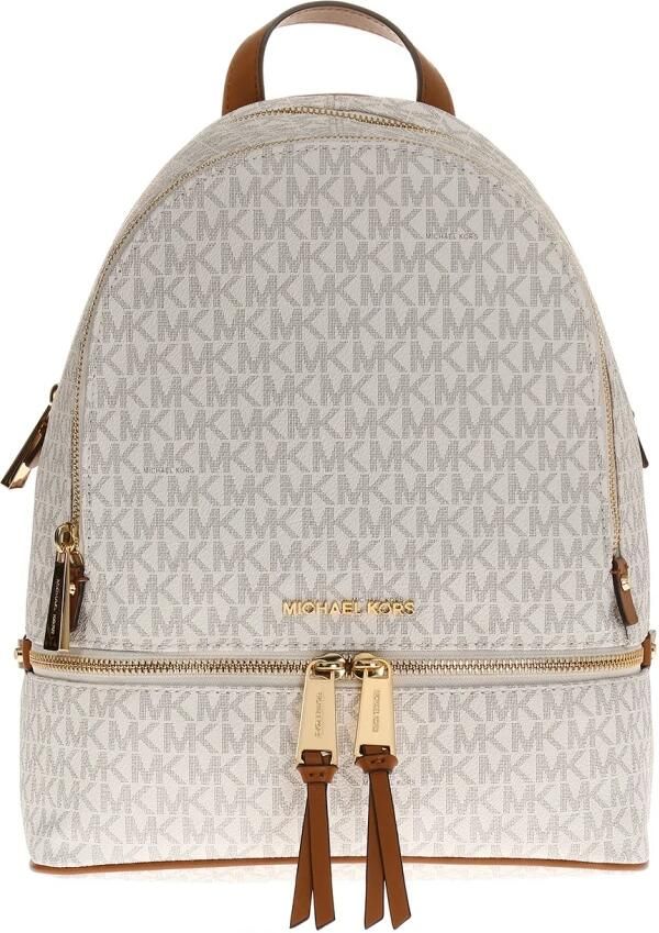 Michael Kors Vanilla Rhea Rugzak met Gouden Details Beige Dames - Foto 6