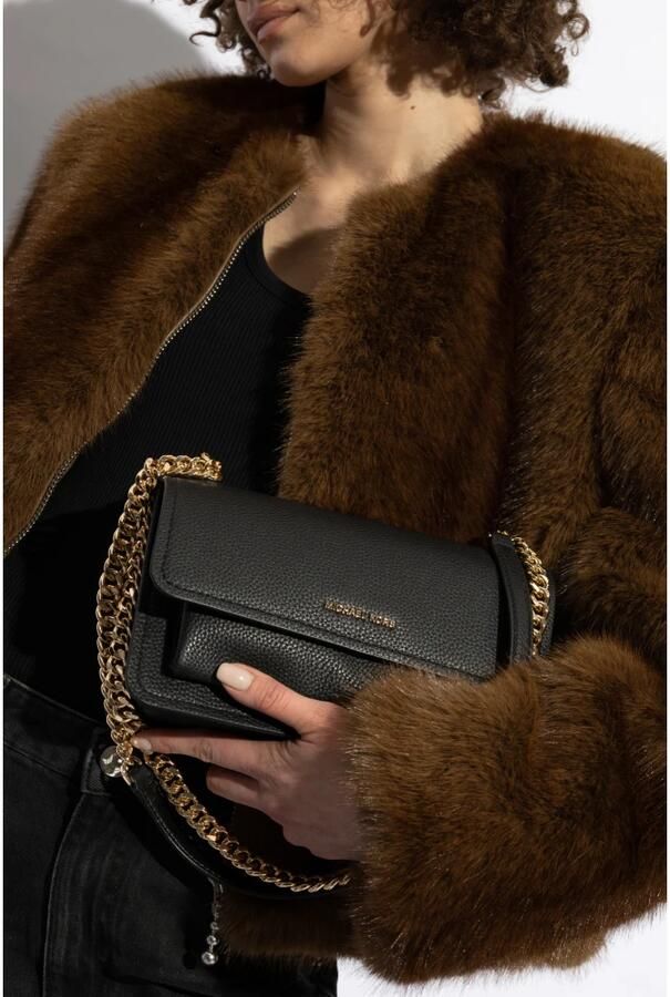 Michael Kors Leren Crossbody Tas met Kettingband Black Dames - Foto 7