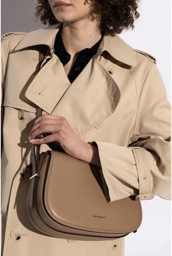 Michael Kors Leren Crossbody Tas met Magnetische Flap Beige Dames - Foto 5