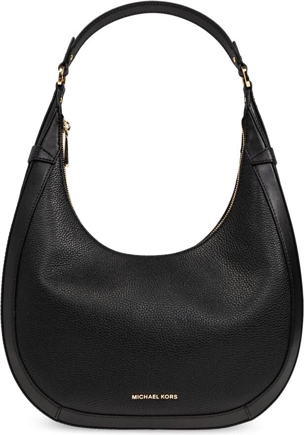 Michael Kors Zwarte leren handtas met gouden details Black Dames - Foto 8