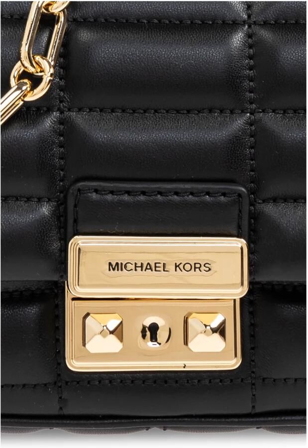Michael Kors leren doorgestikte crossbody tas Tribeca zwart