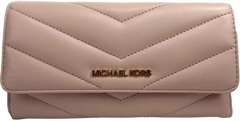 Michael Kors Stijlvolle Drievoudige Lederen Portemonnee met Knoopsluiting Pink Dames - Foto 3