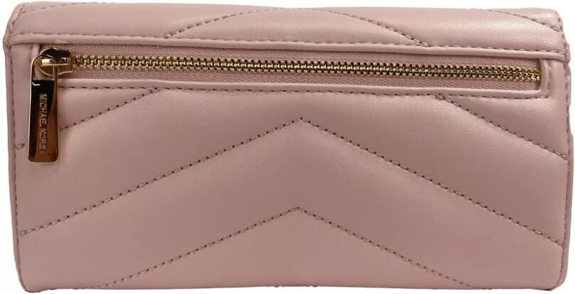 Michael Kors Stijlvolle Drievoudige Lederen Portemonnee met Knoopsluiting Pink Dames - Foto 2
