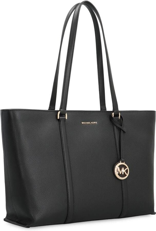 Michael Kors Stijlvolle zwarte leren winkeltas Black Dames