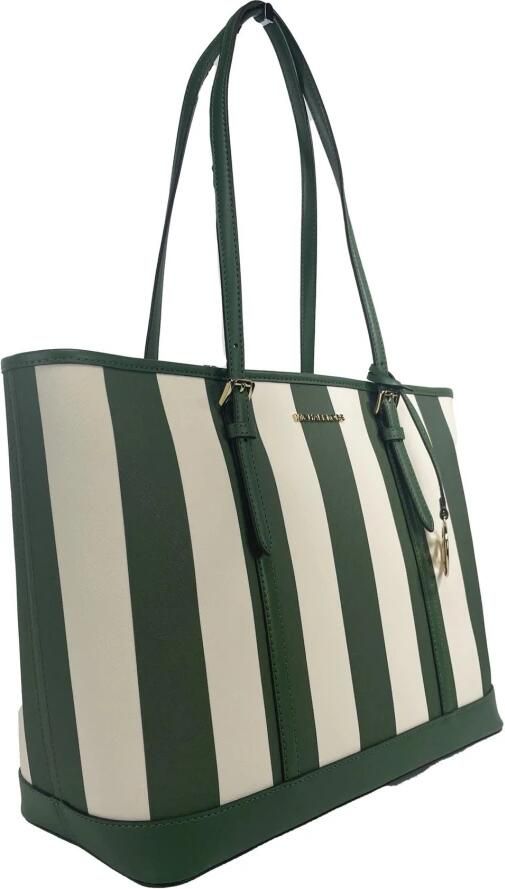 MICHAEL Kors Boodschappentas Jet Set Item Draagtas GreenCream Streep - Foto 2