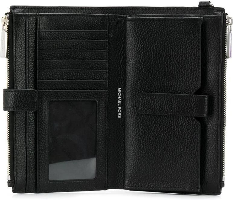 Michael Kors Zwarte Adele Leren Portemonnee Vrouwen Black Dames