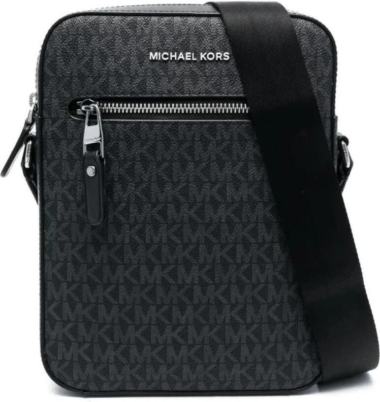 Michael Kors Zwarte Canvas Logo Print Schoudertas Black Heren