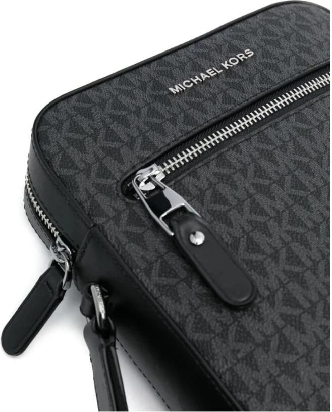 Michael Kors Zwarte Canvas Logo Print Schoudertas Black Heren - Foto 3
