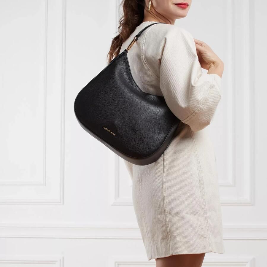 Michael Kors Hobo bags Black Cow Leather Shoulder Bag in zwart