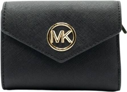 Michael Kors Zwarte Saffiano Leren Portemonnee met Charme Sluiting Black Dames