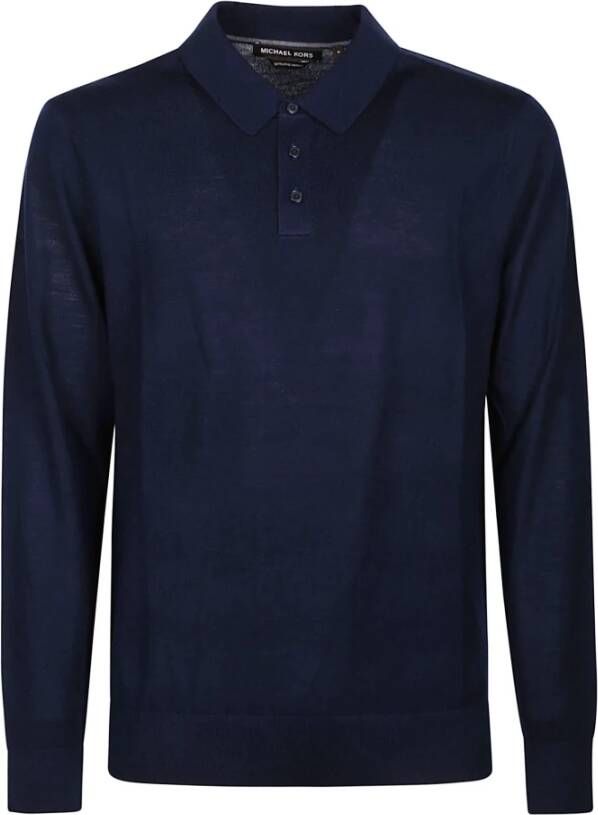 Michael Kors Midnight Core Lange Mouw Polo Shirt Blauw Heren