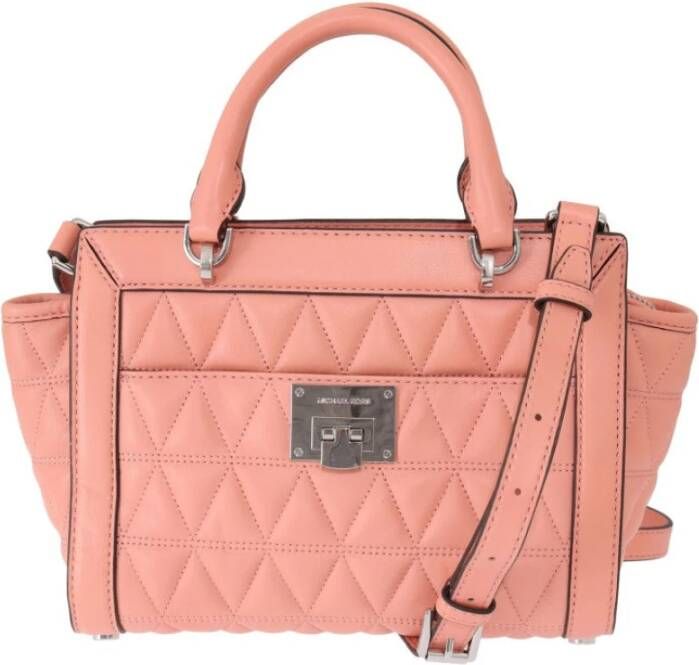 Michael Kors Roze Leren Schoudertas met Goudkleurige Hardware Pink Dames