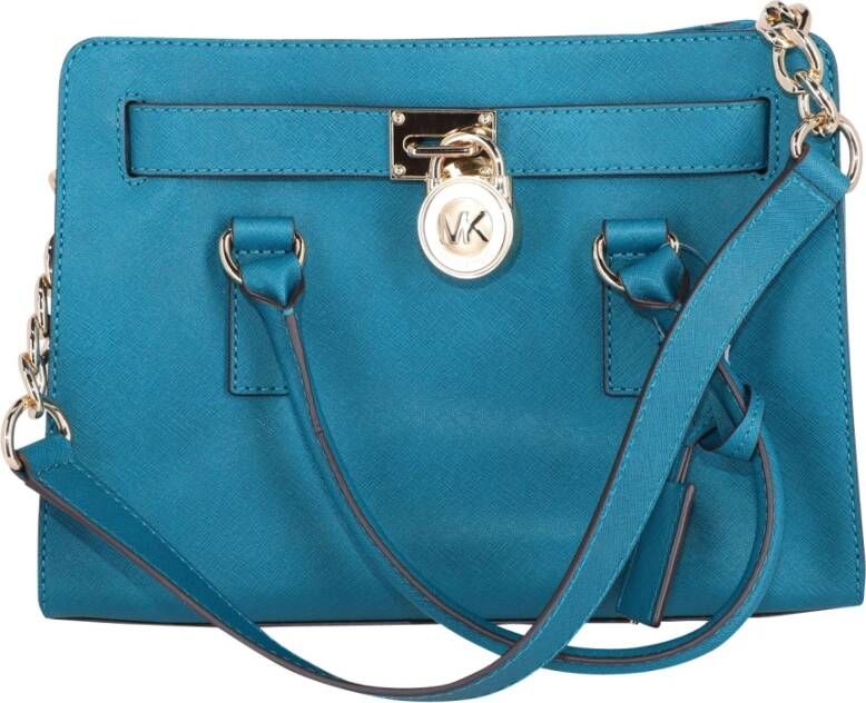 Michael Kors Pre-owned East West Hamilton Tote Bag Saffiano leer Blauw Dames