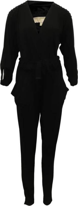 Michael Kors Pre-owned Michael Kors onderzocht stretch-jersey jumpsuit in zwart polyester Zwart Dames