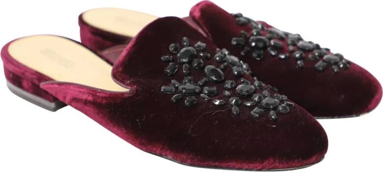 Michael Kors Pre-owned Preated Slip-on platte muildieren Paars Dames