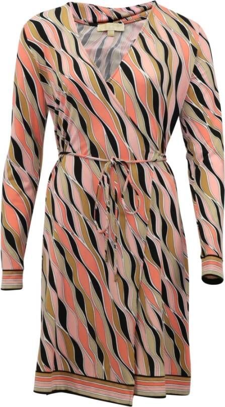 Michael Kors Pre-owned Retro print wrap jurk in polyester Roze Dames