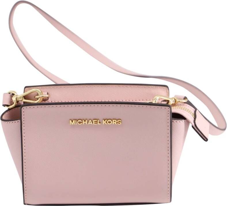Michael Kors Pre-owned Selma Messenger Bag in pastel leer Roze Dames