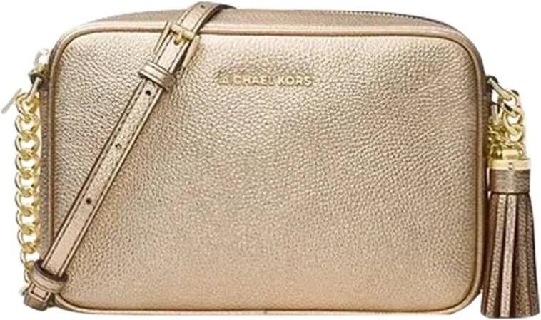 Michael Kors Gouden Ginny Leren Tas met Ketting en Kwast Beige Dames - Foto 4