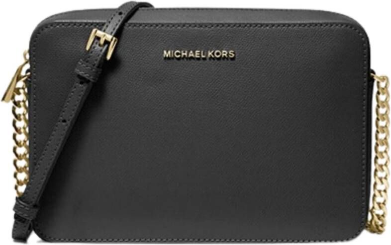 Michael Kors Zwarte Saffiano Leren Schoudertas met Gouden Details Black Dames - Foto 3