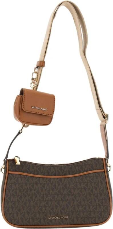 Michael Kors crossbody tas Jet Set met AirPods case donkerbruin - Foto 8
