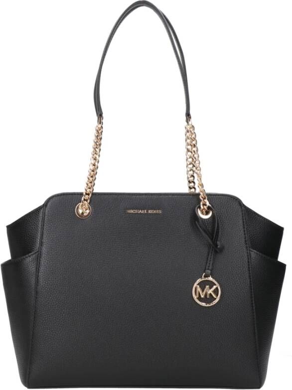 Michael Kors Stijlvolle schoudertas met goudkleurig logo-hangertje Black Dames