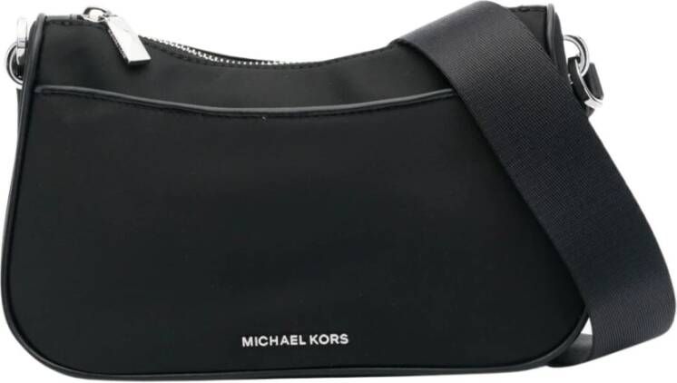 Michael Kors Zwarte nylon schoudertas met verstelbare band en AirPods hoesje Black Dames