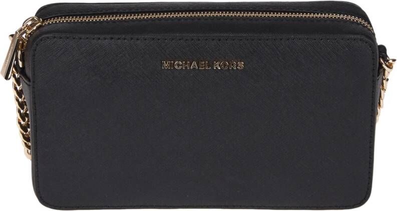 Michael Kors Zwarte Saffiano Leren Schoudertas met Gouden Details Black Dames - Foto 5