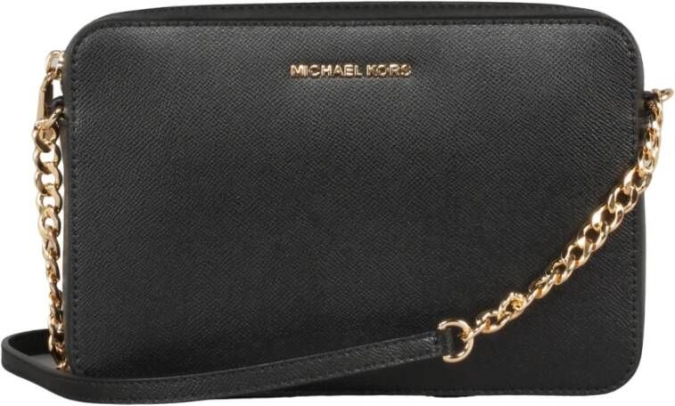 Michael Kors Zwarte Saffiano Leren Schoudertas met Gouden Details Black Dames - Foto 4