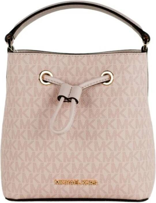 Michael Kors Suri Kleine Donkere Poeder Blush Handtekening PVC Emmer Crossbody Handtas Beige Dames