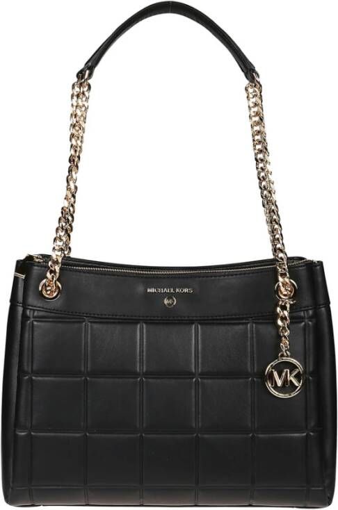Michael Kors Susan Medium Quilted Shoulder Tas Zwart Dames