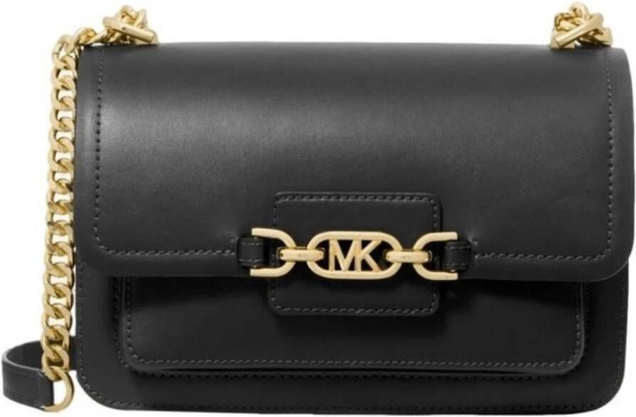 Michael Kors Zwarte leren flap tas met goudkleurige details Black Dames - Foto 10