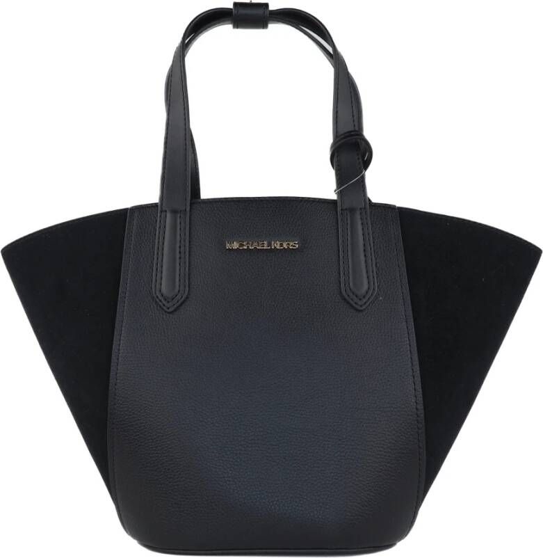 Michael Kors Kleine Geperste Leren Suède Tote Tas Black Heren
