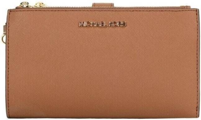 Michael Kors Jet Set Travel Dubbele Rits Polsportemonnee Brown Dames