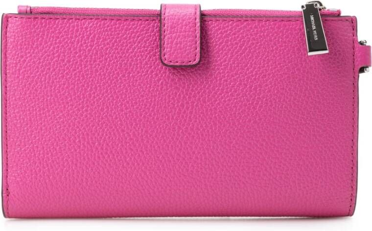 Michael Kors Geperste Leren Adele Portemonnee Pink Dames