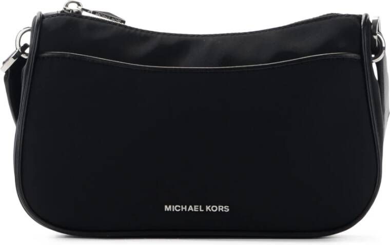 Michael Kors Zwarte nylon schoudertas met verstelbare band en AirPods hoesje Zwart Dames
