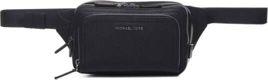 Michael Kors Zwarte Schoudertas van Korrelig Leer met Geweerloop Metalen Details Zwart Heren