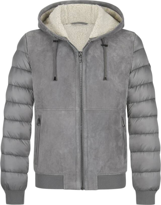 Milestone Heren Nylon Blouson Jas met Nepbont Voering Grijs Heren