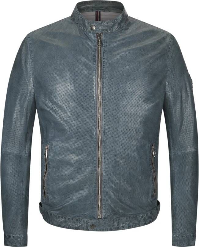 Milestone Leather Jackets Blauw Heren