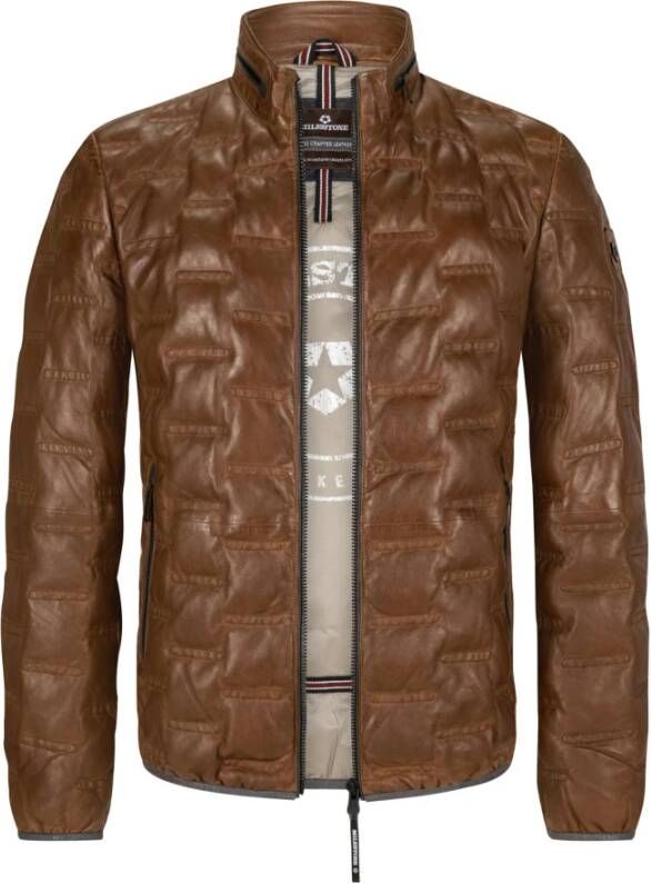 Milestone Leren jack met doorgestikte naden model 'Aversa'