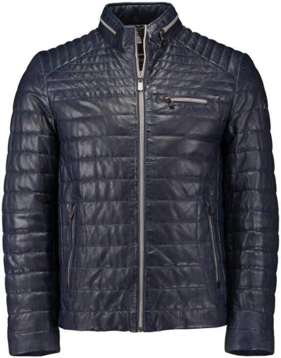 Milestone Terenz leren jack Blauw Heren - Foto 2