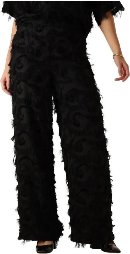 Minus Elegante franje hoge taille broek Black Dames - Foto 5