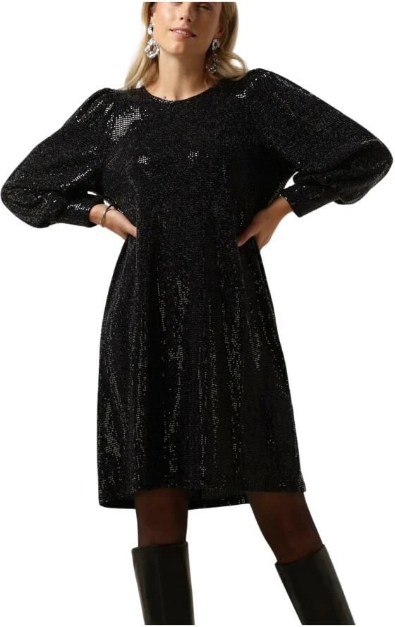 Minus Elegante Zwarte Pailletten Jurk Black Dames - Foto 6