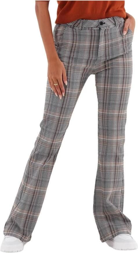 MINUS Dames Broeken Carma Check Flared Pants Bruin - Foto 3