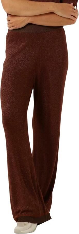 MINUS Dames Broeken Allie High Waisted Wide Leg Metallic Knit Pant Bruin - Foto 5