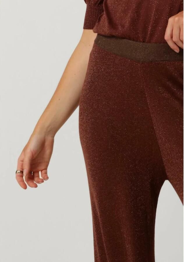 MINUS Dames Broeken Allie High Waisted Wide Leg Metallic Knit Pant Bruin - Foto 4