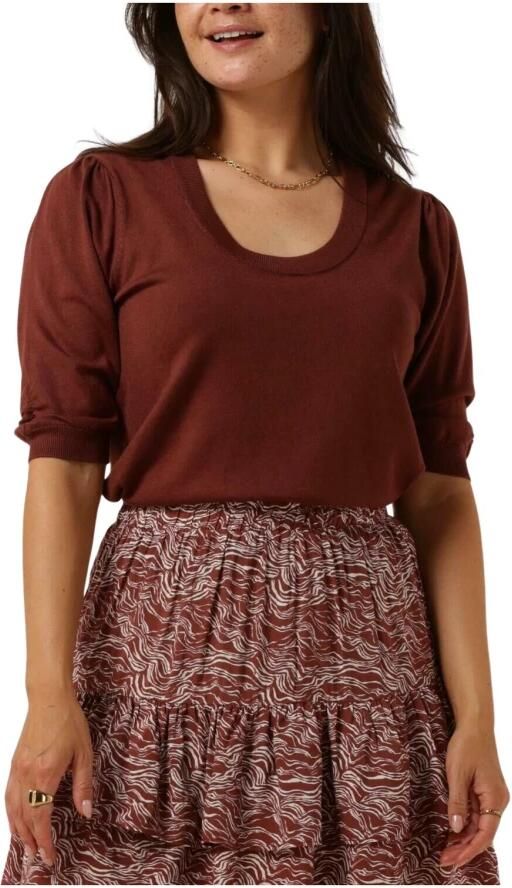 MINUS Dames Tops & T-shirts Pam Scoop Neck Half Sleeve Knit T-shirt Bruin - Foto 3
