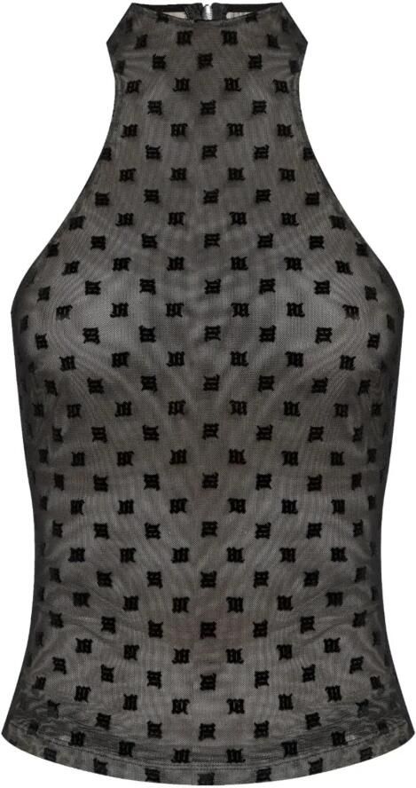 Misbhv Zwart Monogram Halter Top Mesh Black Dames